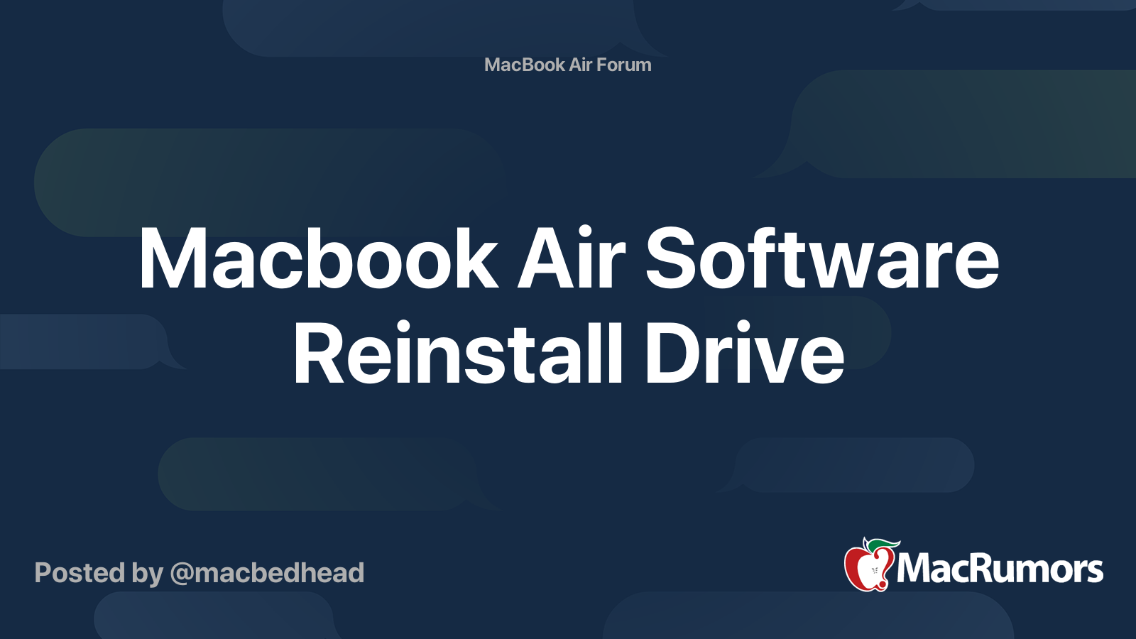 Macbook Air Software Reinstall Drive | MacRumors Forums