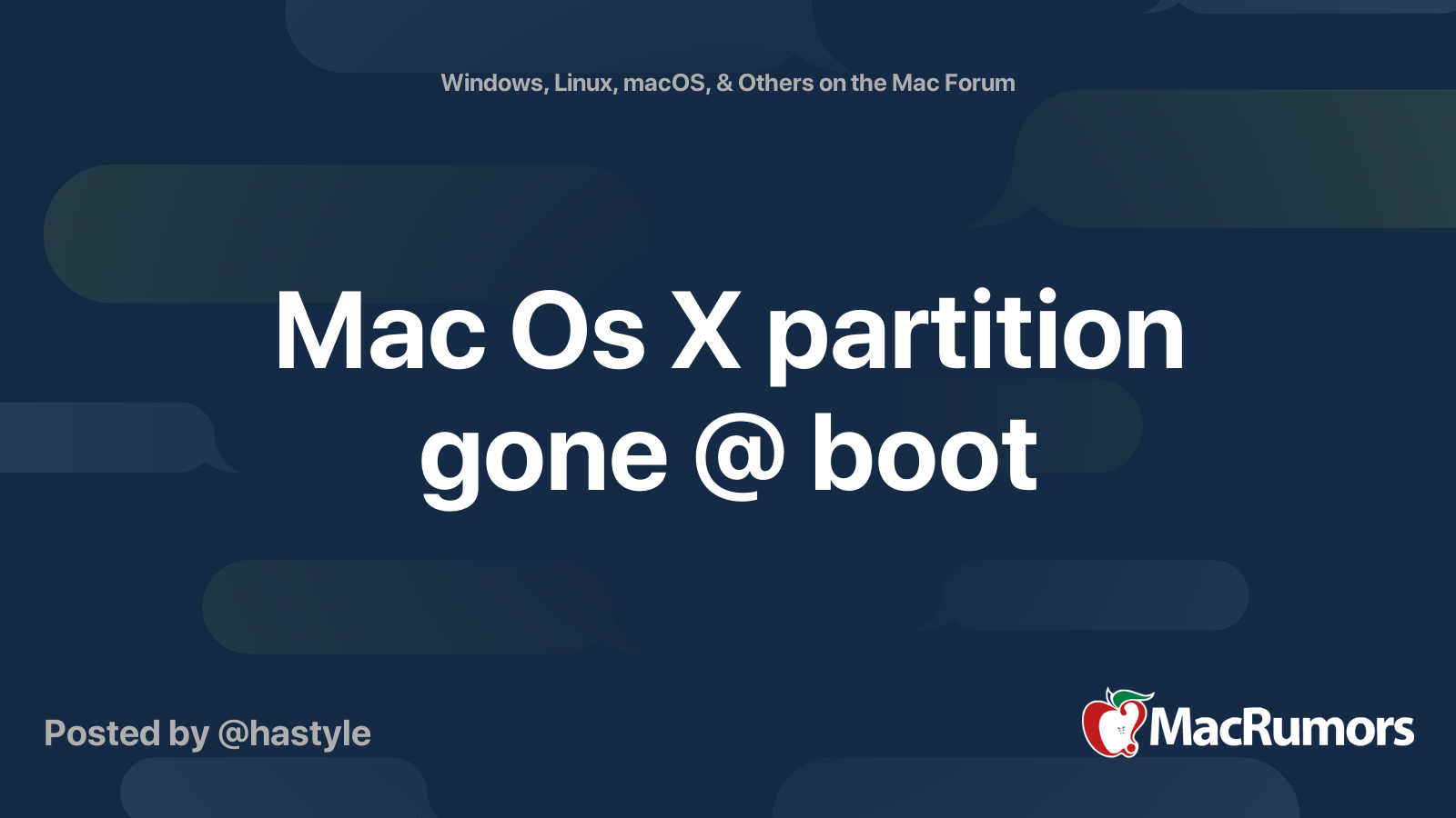 Mac Os X partition gone boot MacRumors Forums