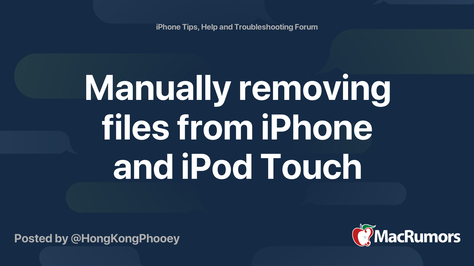 Manually removing files from iPhone and iPod Touch | MacRumors Forums