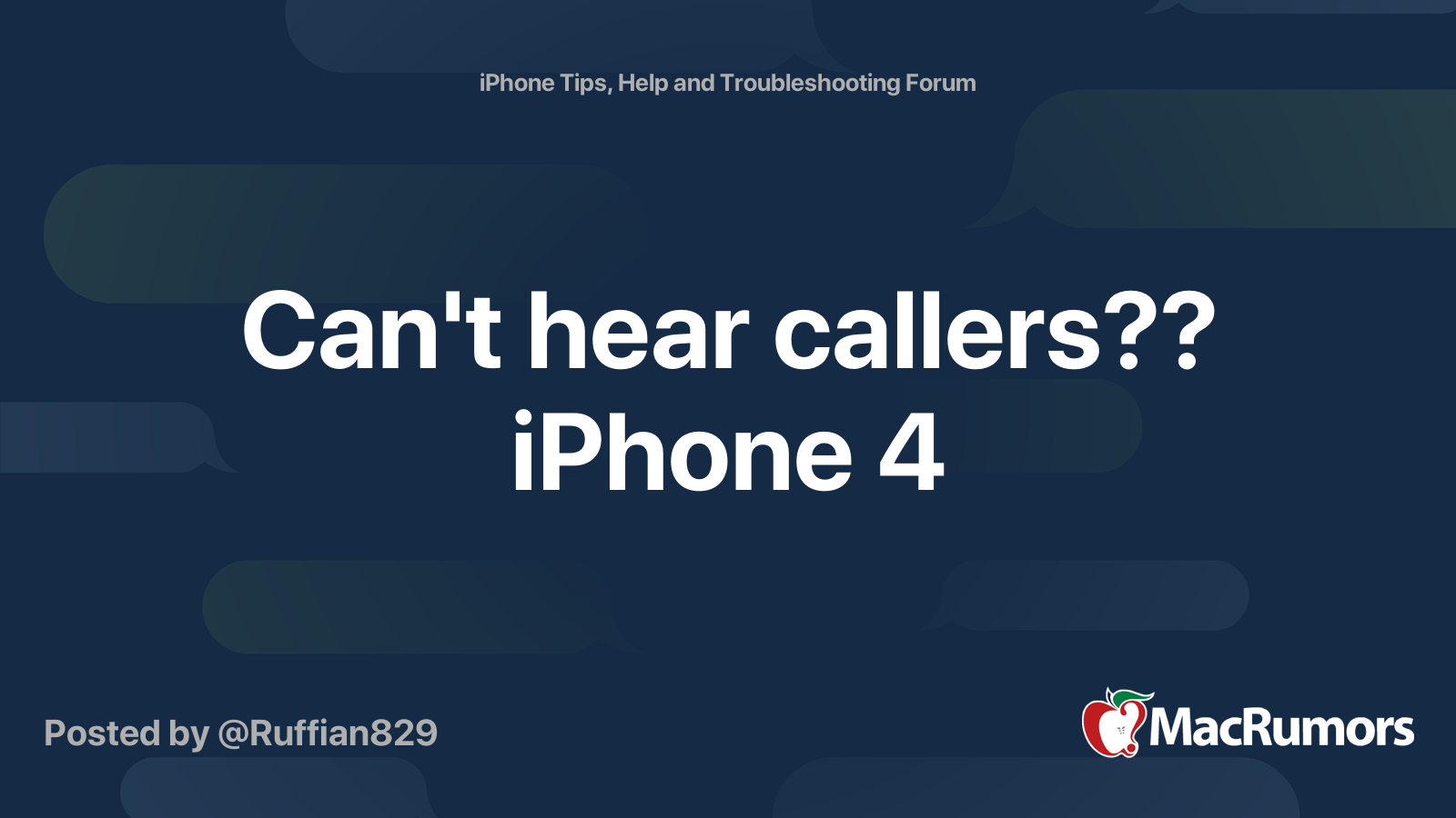Can't hear callers?? iPhone 4 MacRumors Forums