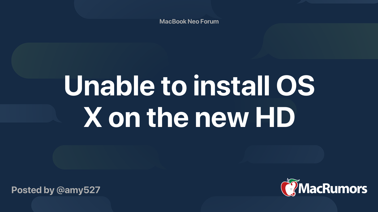 Unable to install OS X on the new HD | MacRumors Forums