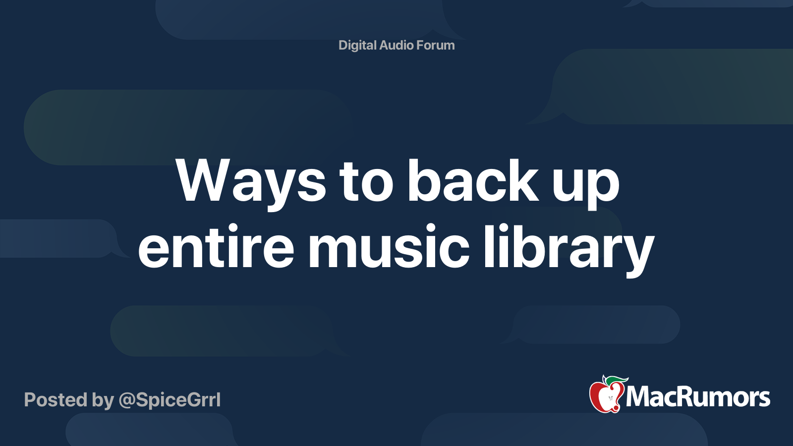 Ways to back up entire music library | MacRumors Forums