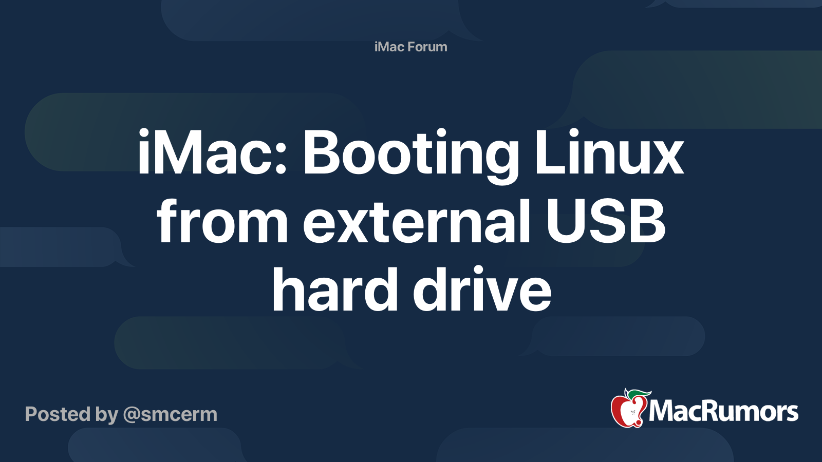 iMac Booting Linux from external USB hard drive MacRumors Forums