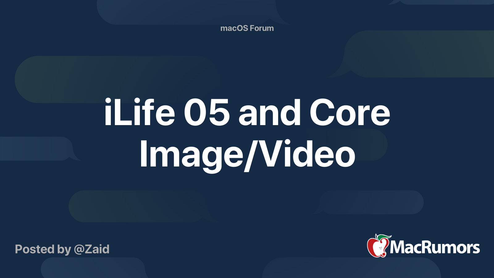 iLife 05 and Core Image/Video | MacRumors Forums
