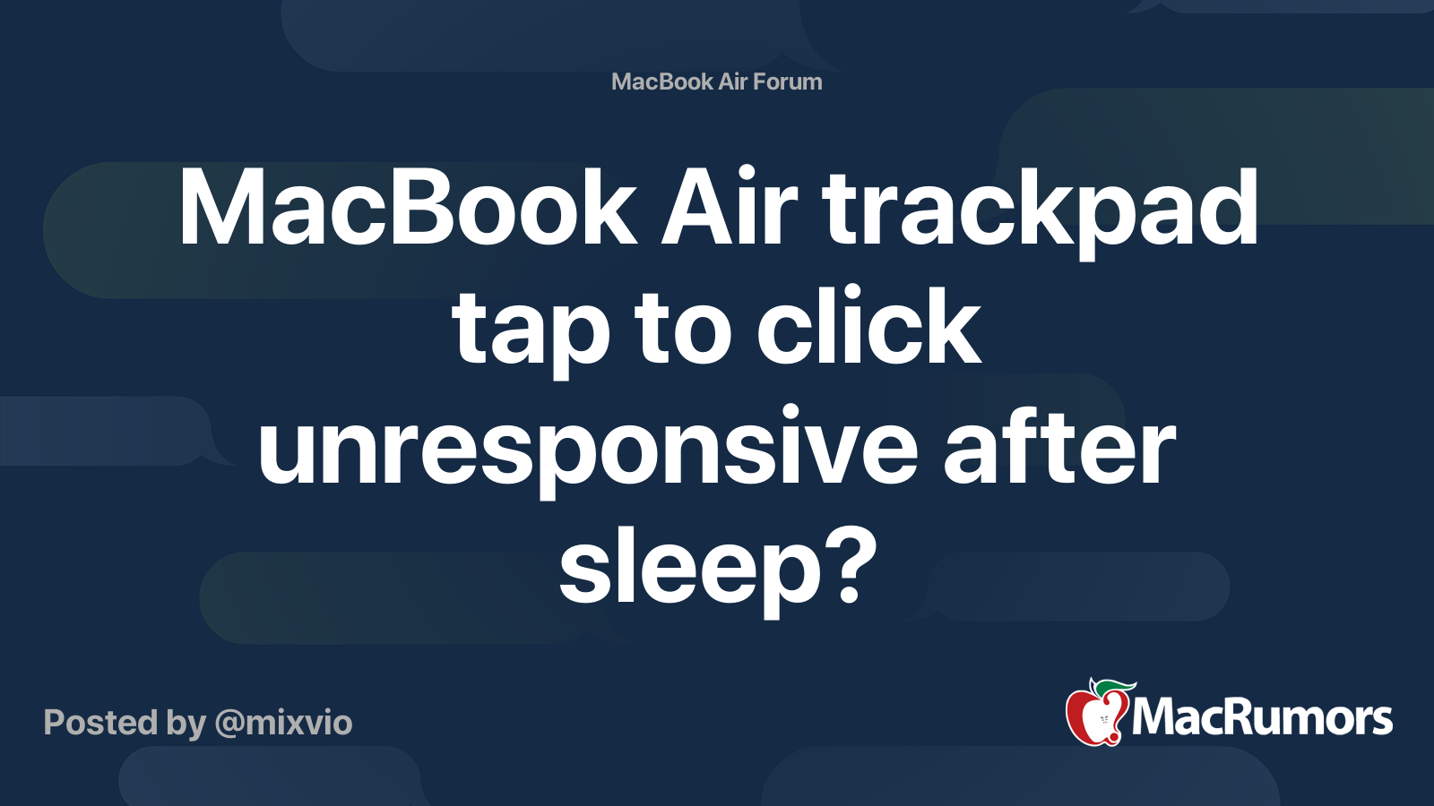 MacBook Air trackpad tap to click unresponsive after sleep? MacRumors