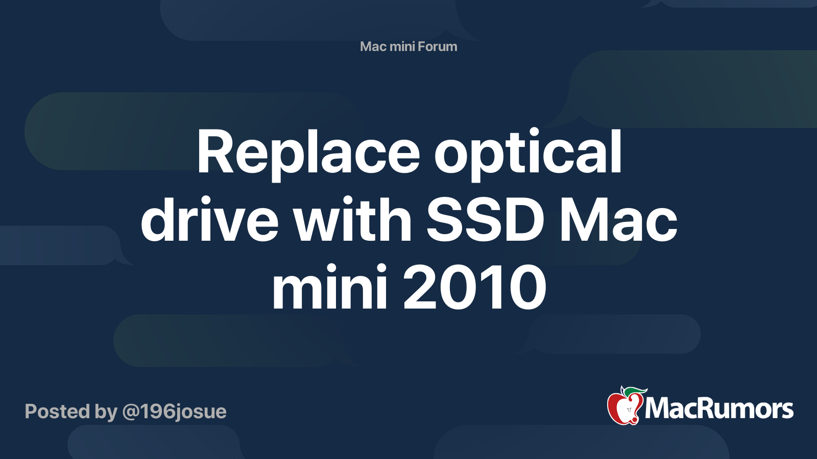 Replace optical drive with SSD Mac mini 2010 MacRumors Forums
