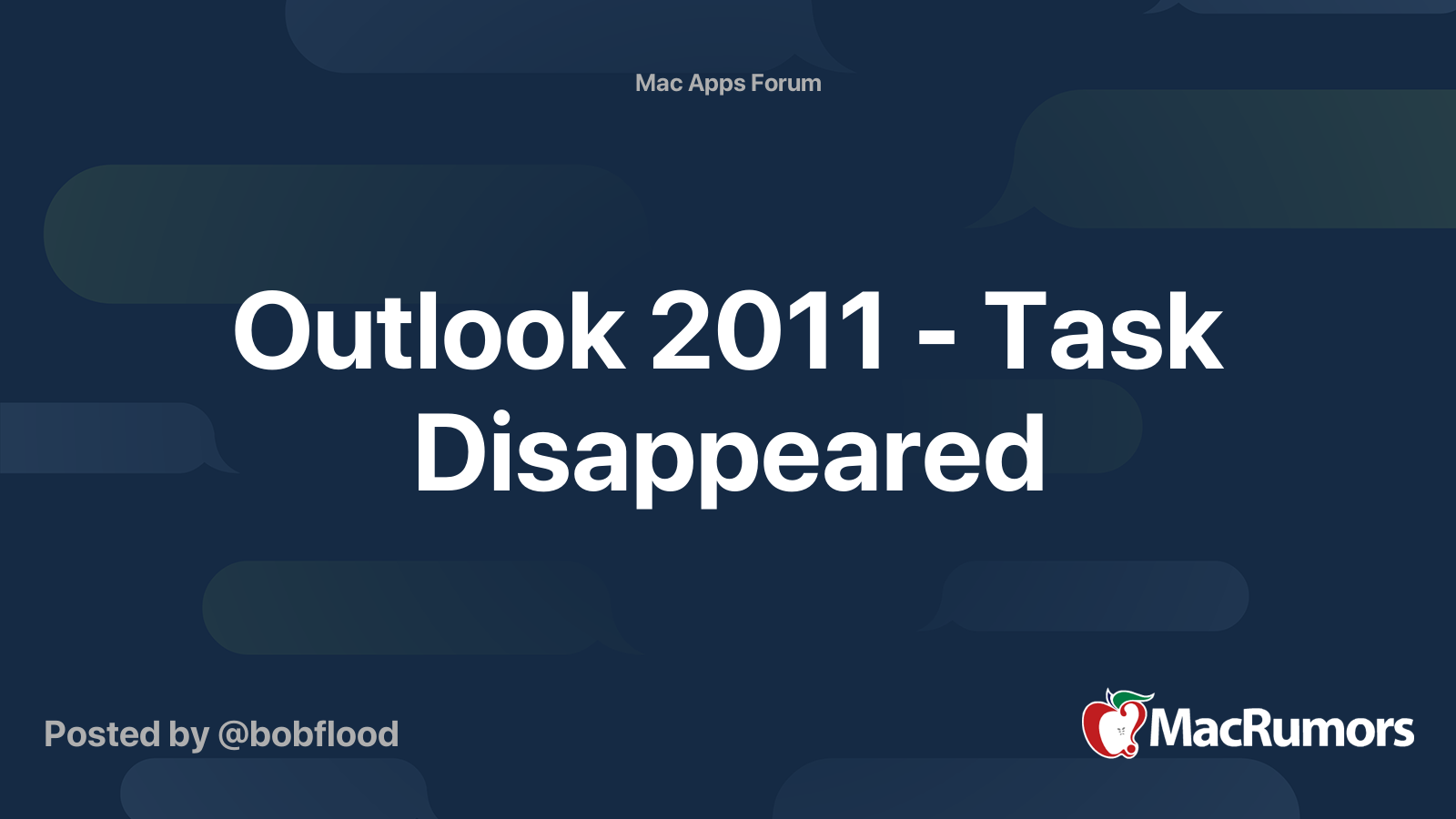 Outlook 2011 Task Disappeared MacRumors Forums