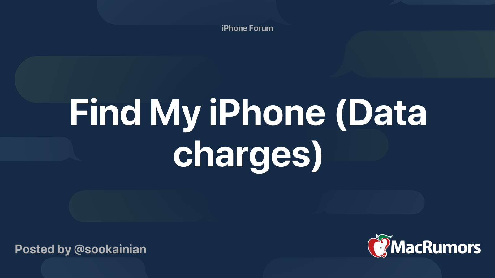 Find My iPhone (Data charges) | MacRumors Forums