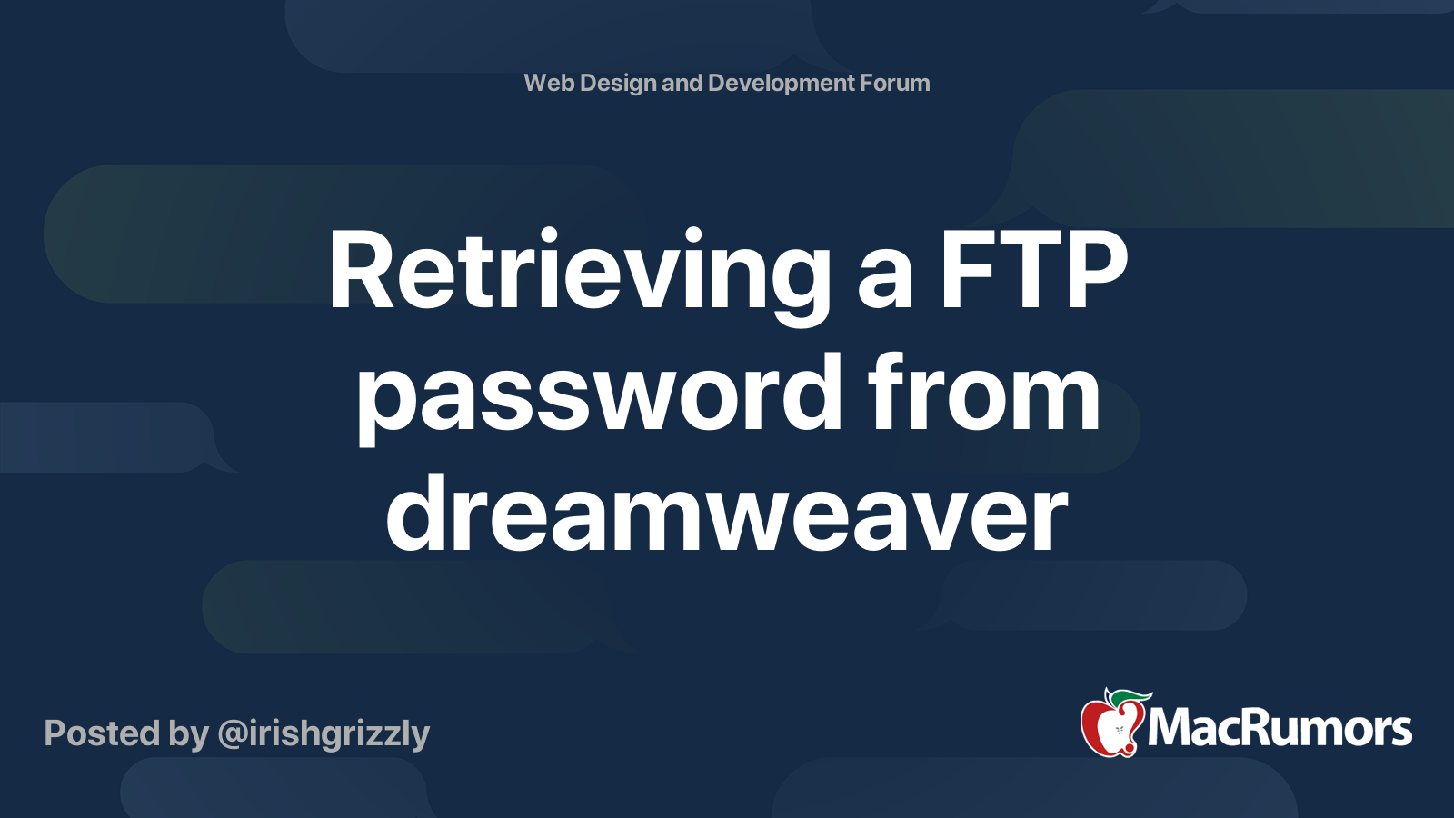 Retrieving a FTP password from dreamweaver MacRumors Forums