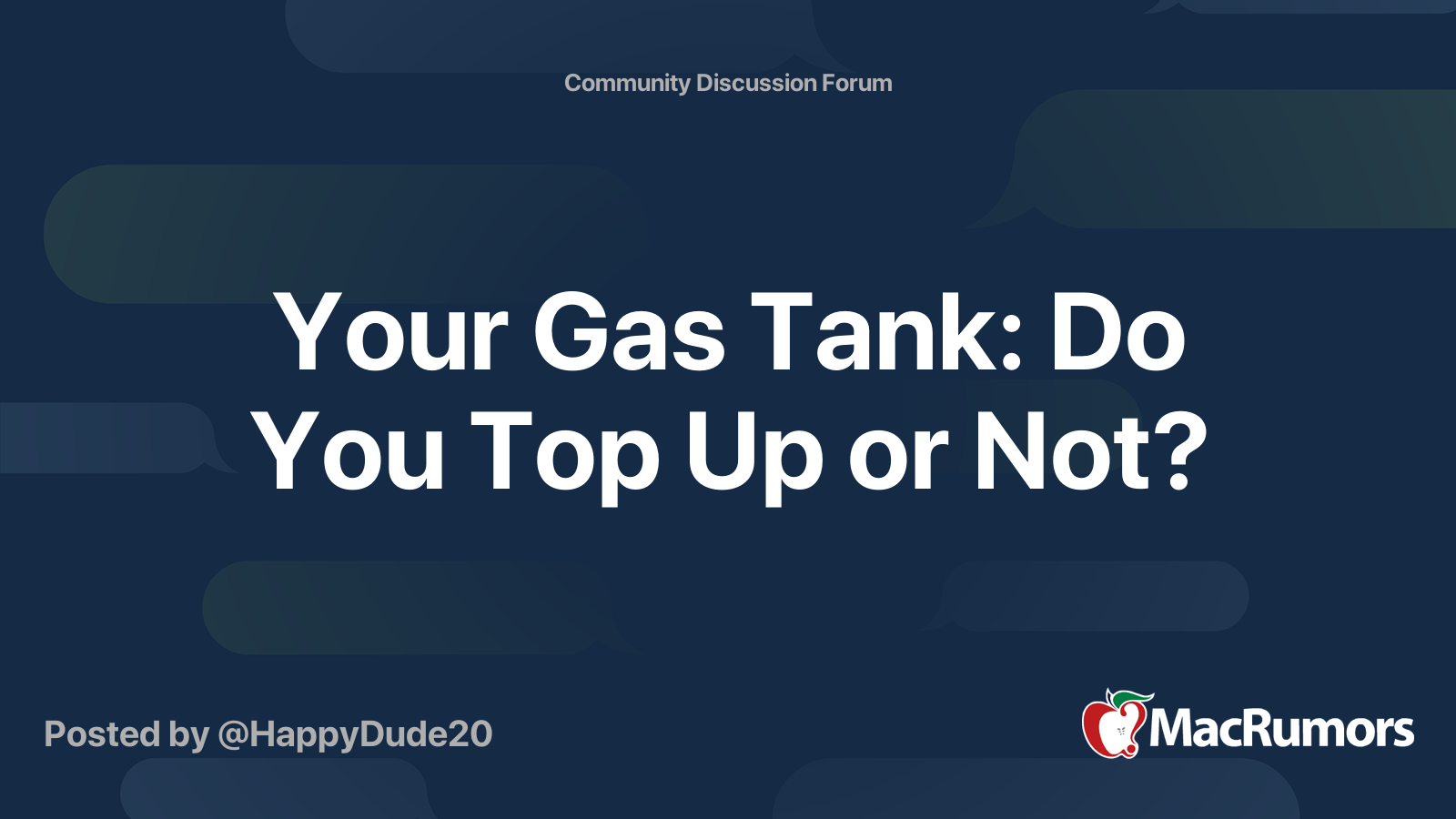 Your Gas Tank Do You Top Up or Not? MacRumors Forums