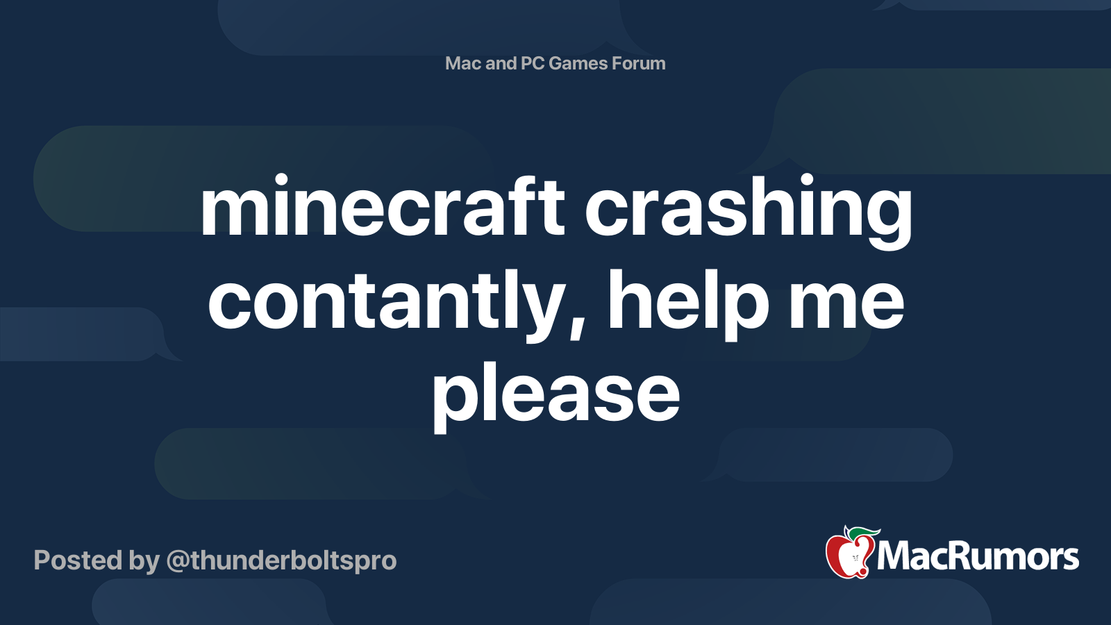 Minecraft Crashing Contantly Help Me Please Macrumors Forums