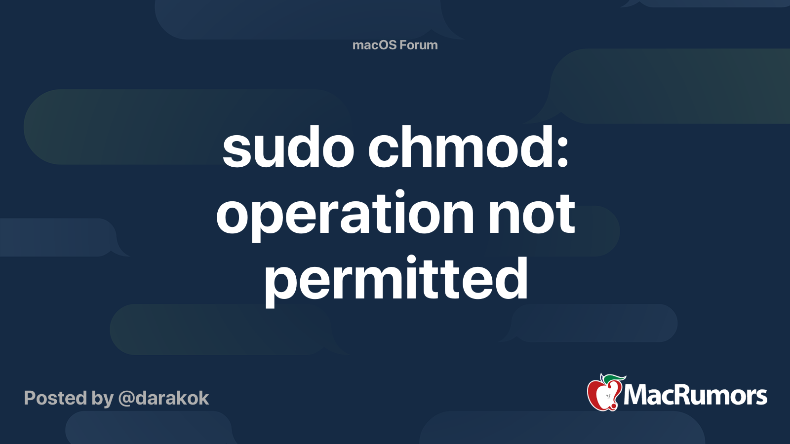 Sudo Chmod Operation Not Permitted Macrumors Forums