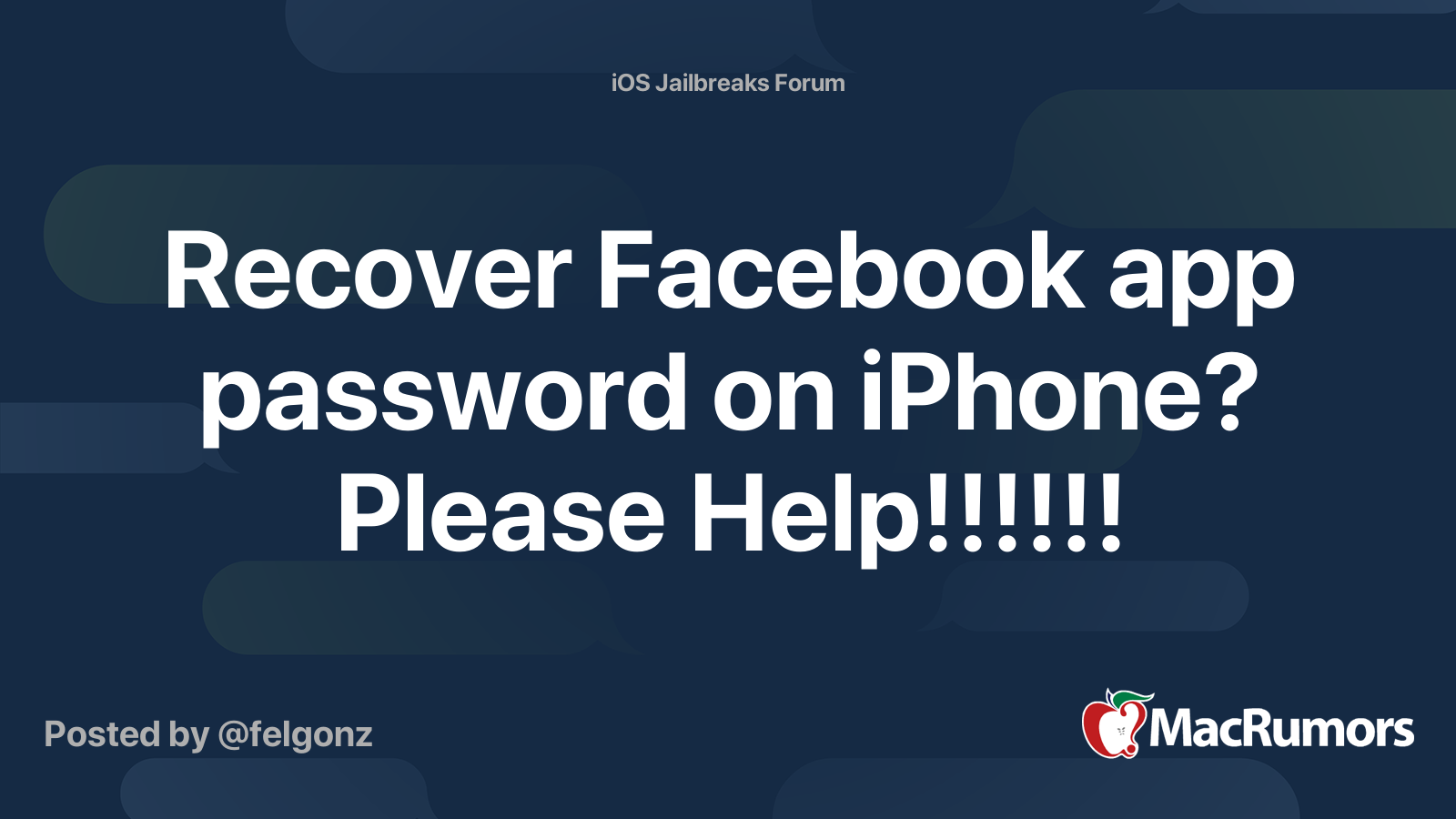 Recover Facebook App Password On IPhone Please Help MacRumors