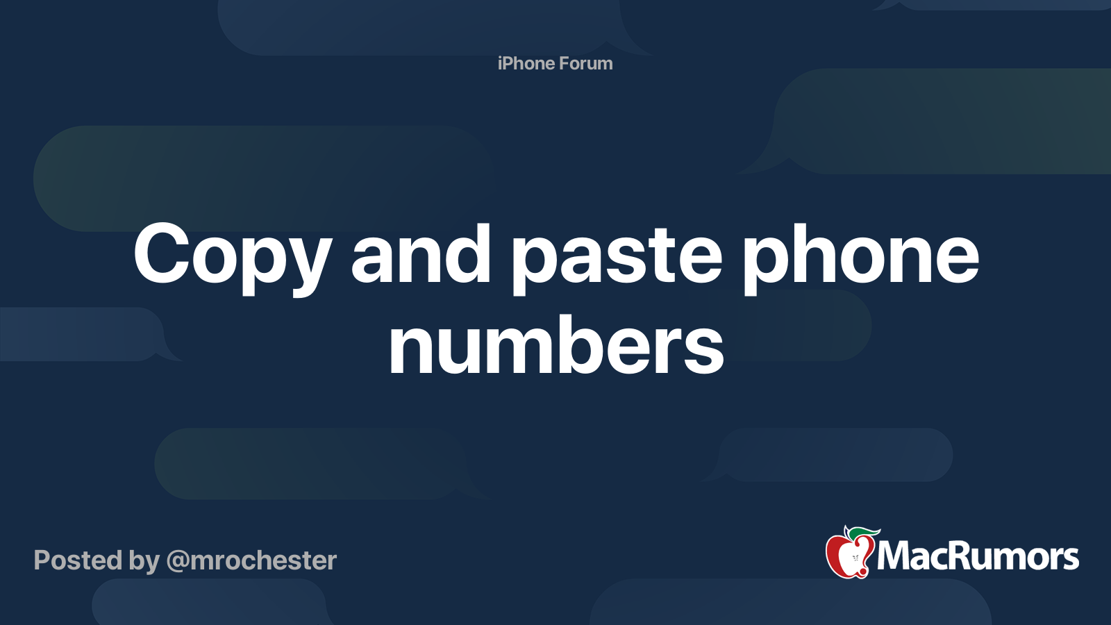 Copy and paste phone numbers | MacRumors Forums