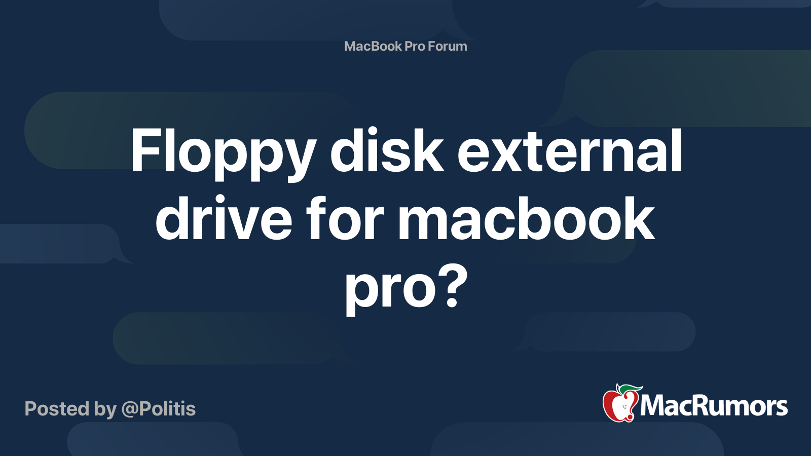 Floppy disk external drive for macbook pro? MacRumors Forums