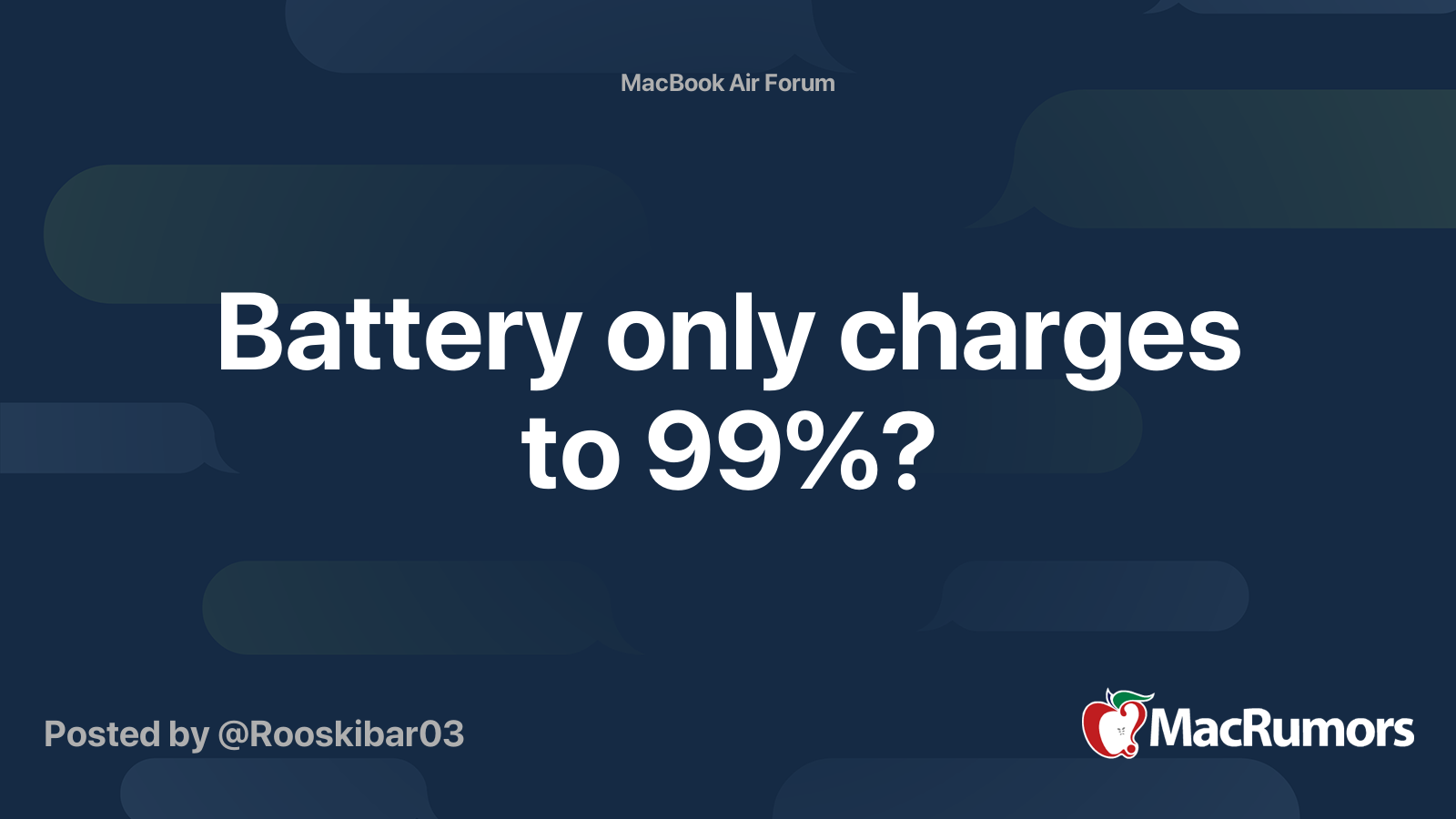 Battery Only Charges To 99 Macrumors Forums