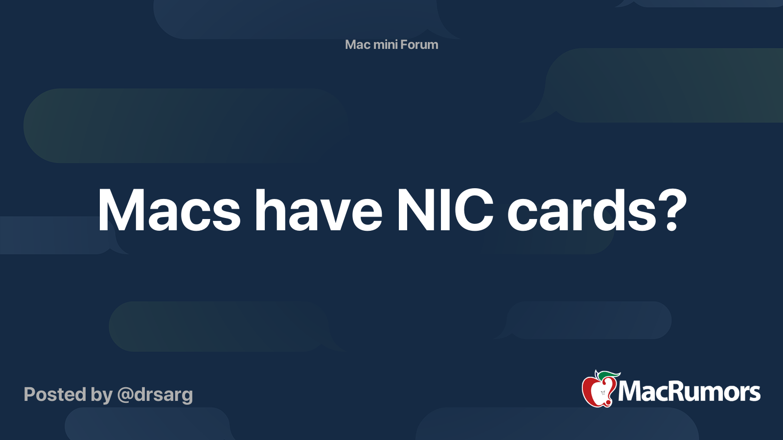 Macs have NIC cards? MacRumors Forums