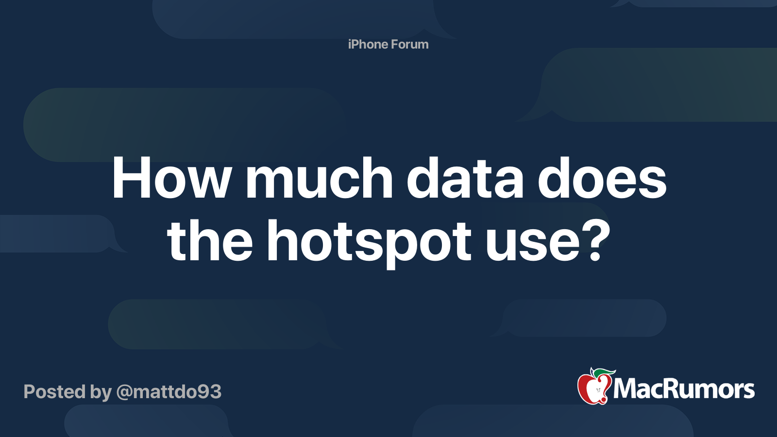 How much data does the hotspot use? | MacRumors Forums