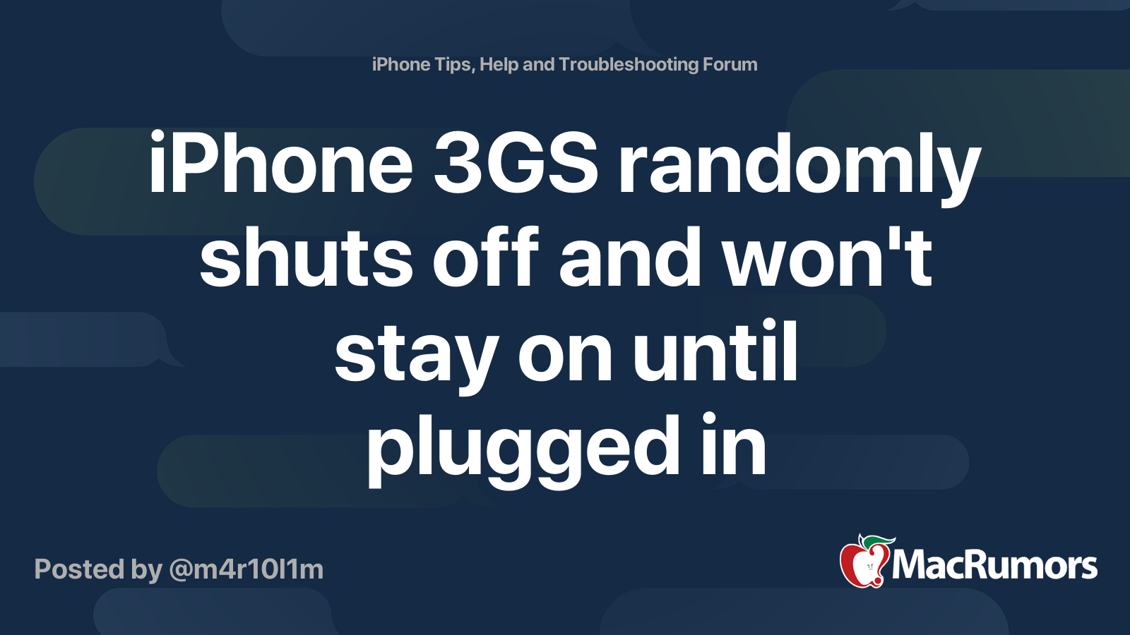Iphone 3gs randomly shuts off and won t stay on until plugged in macrumors forums