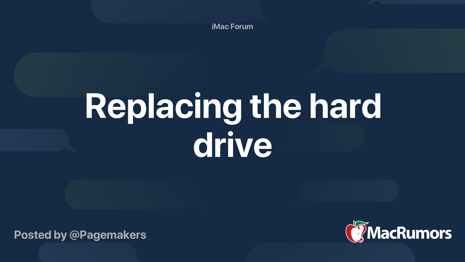 Replacing the hard drive | MacRumors Forums