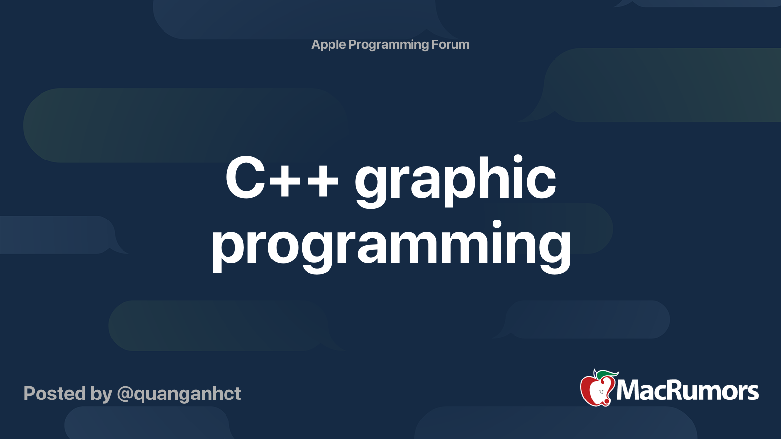 C++ graphic programming | MacRumors Forums