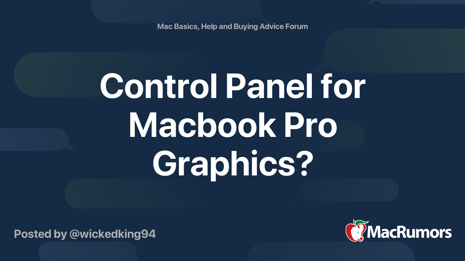 Control Panel for Macbook Pro Graphics? MacRumors Forums