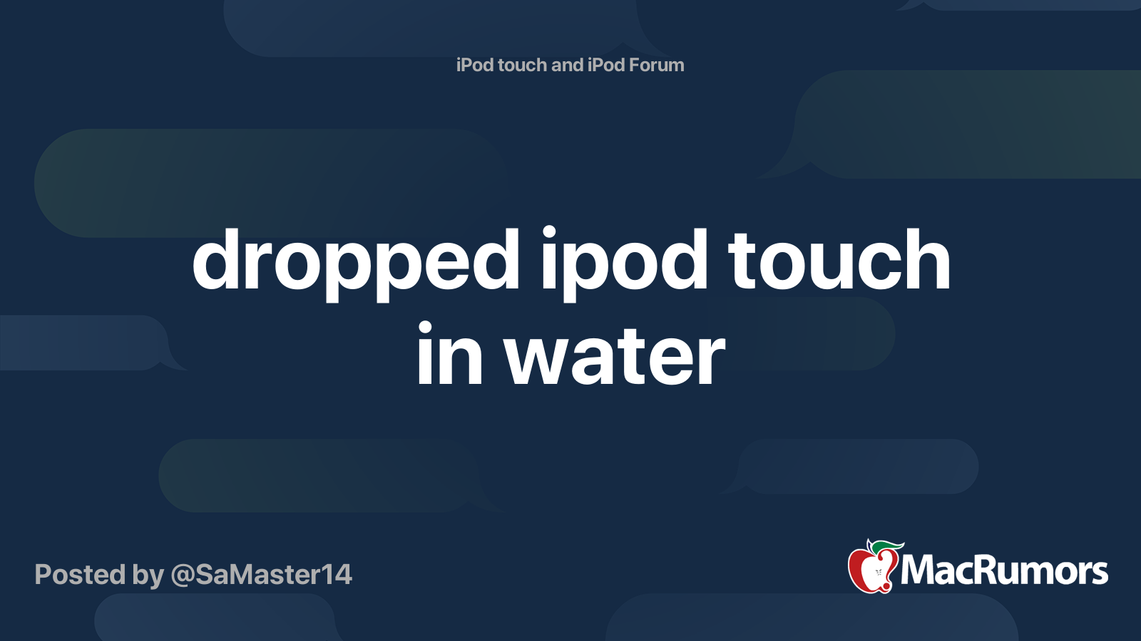 dropped ipod touch in water | MacRumors Forums