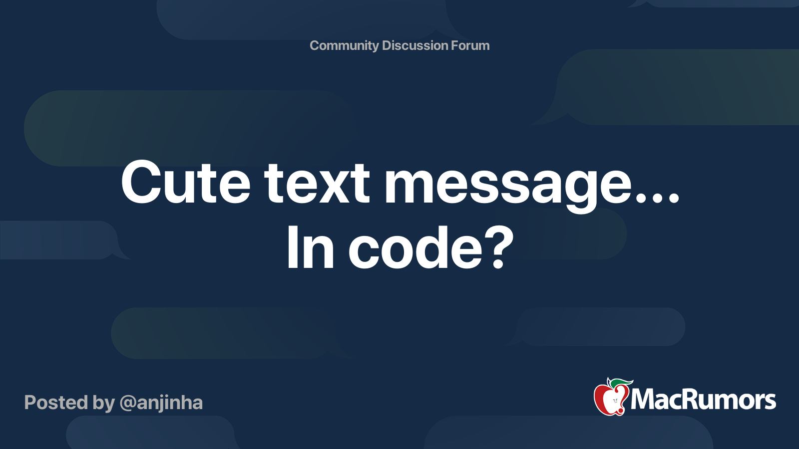 Cute text message... In code? | MacRumors Forums
