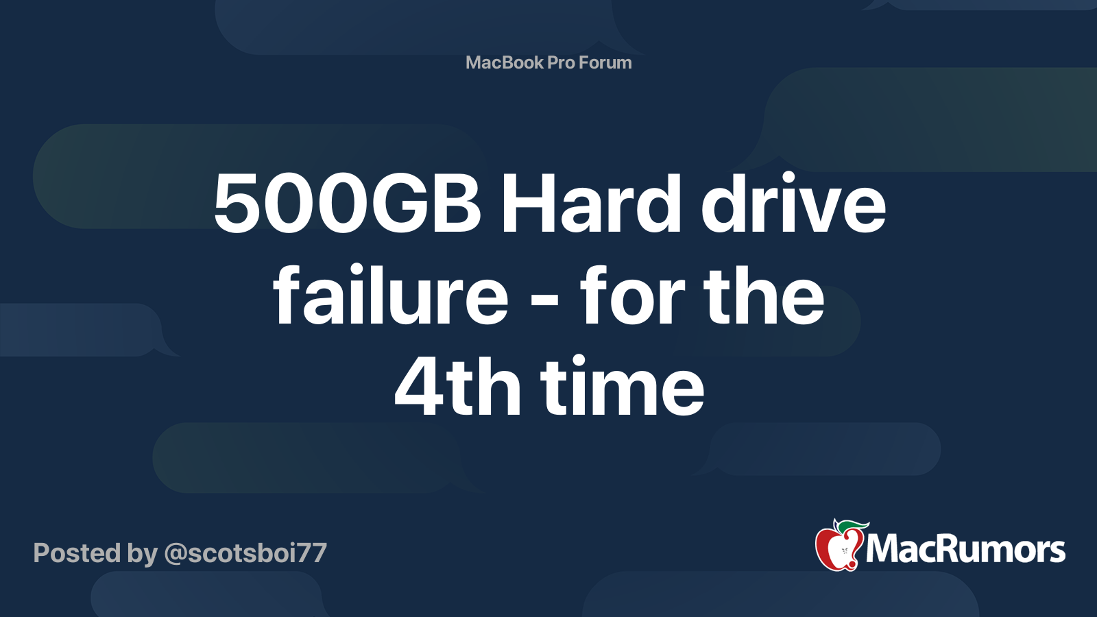 500GB Hard drive failure - for the 4th time | MacRumors Forums