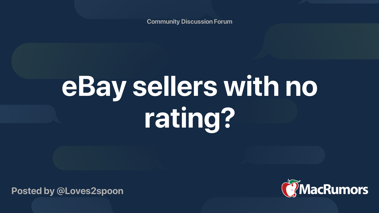 eBay sellers with no rating? MacRumors Forums