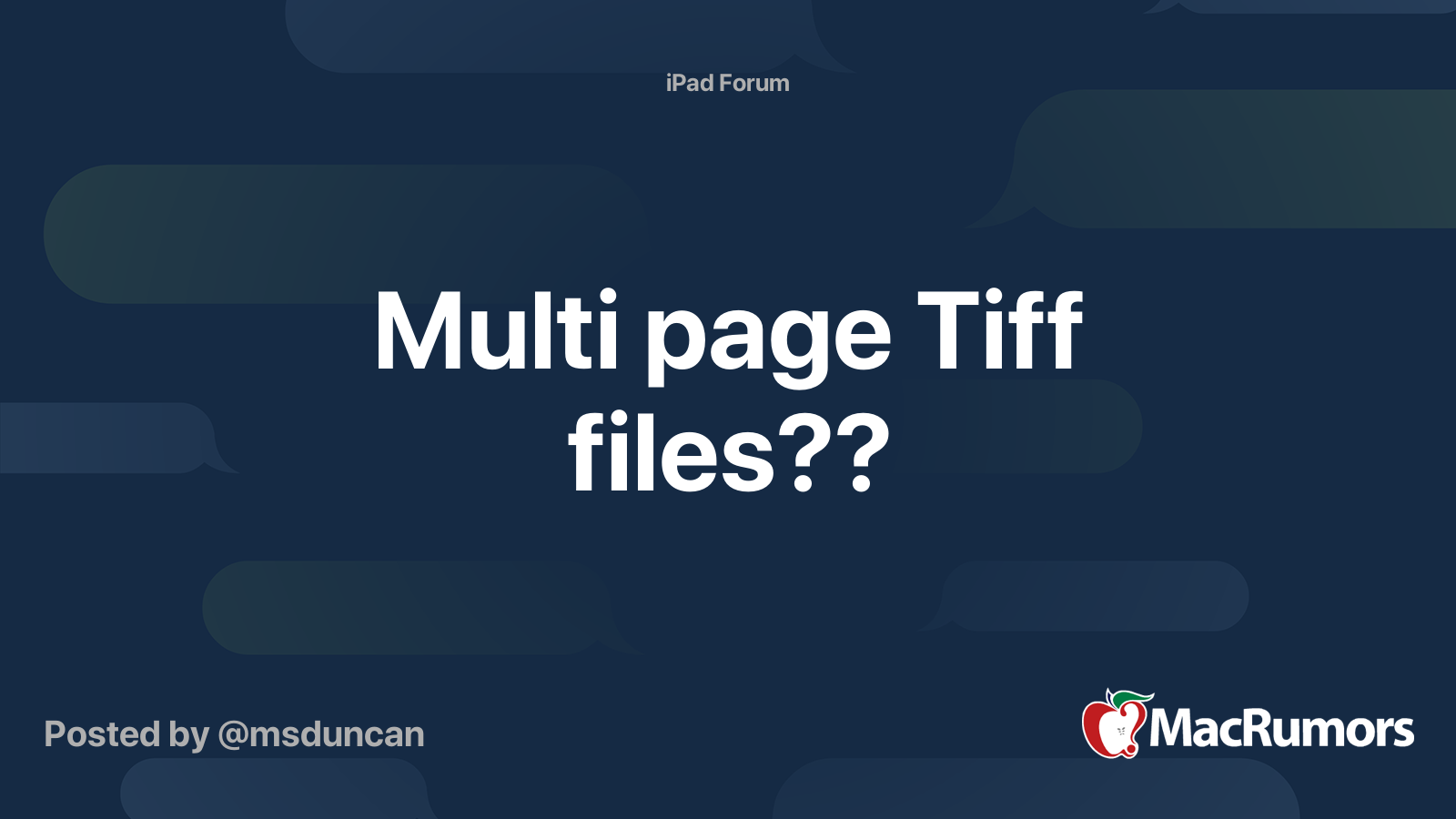 Multi page Tiff files?? MacRumors Forums