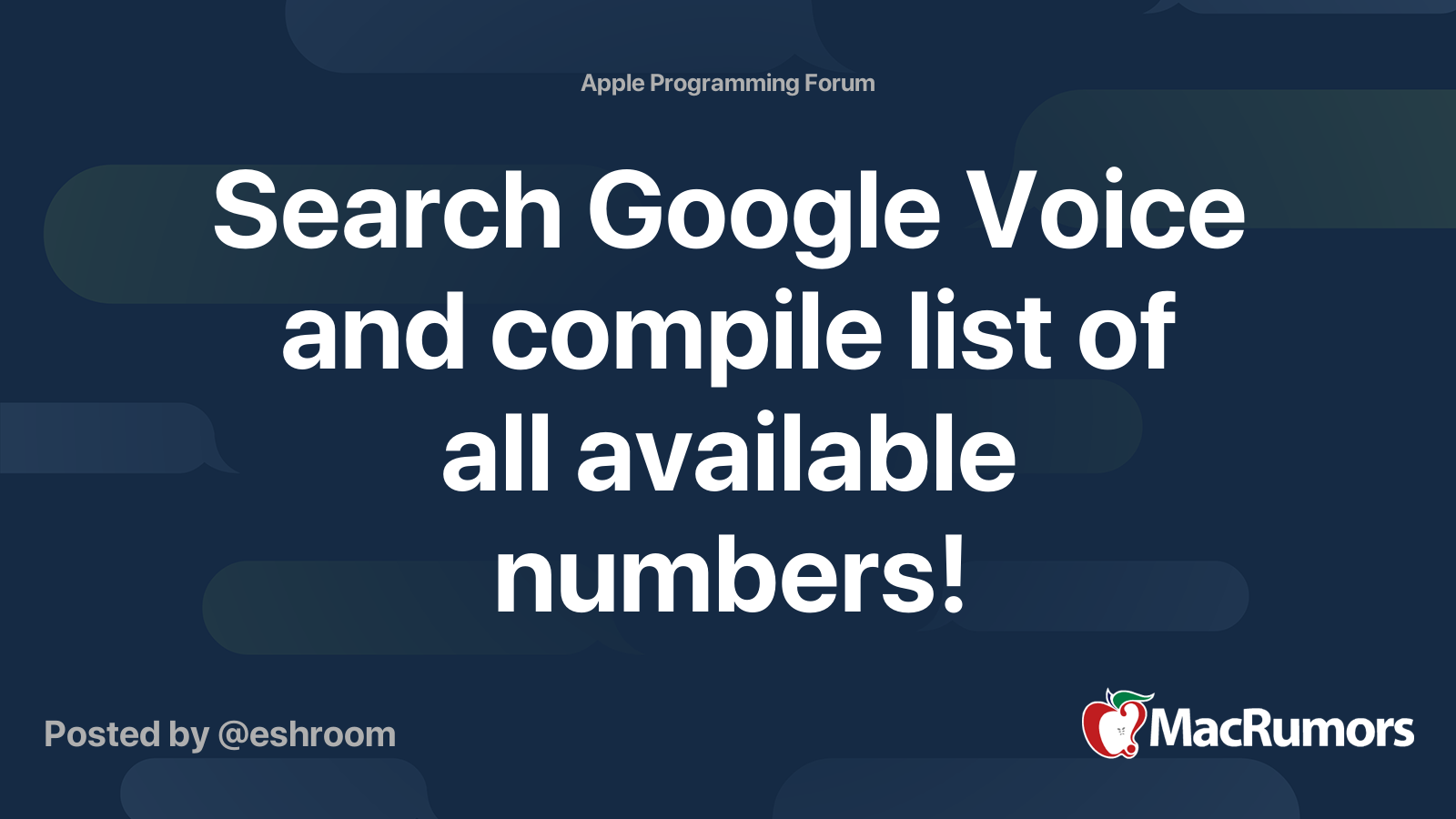 Search Google Voice and compile list of all available numbers