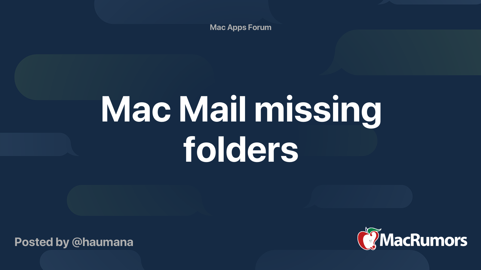Mac Mail missing folders MacRumors Forums