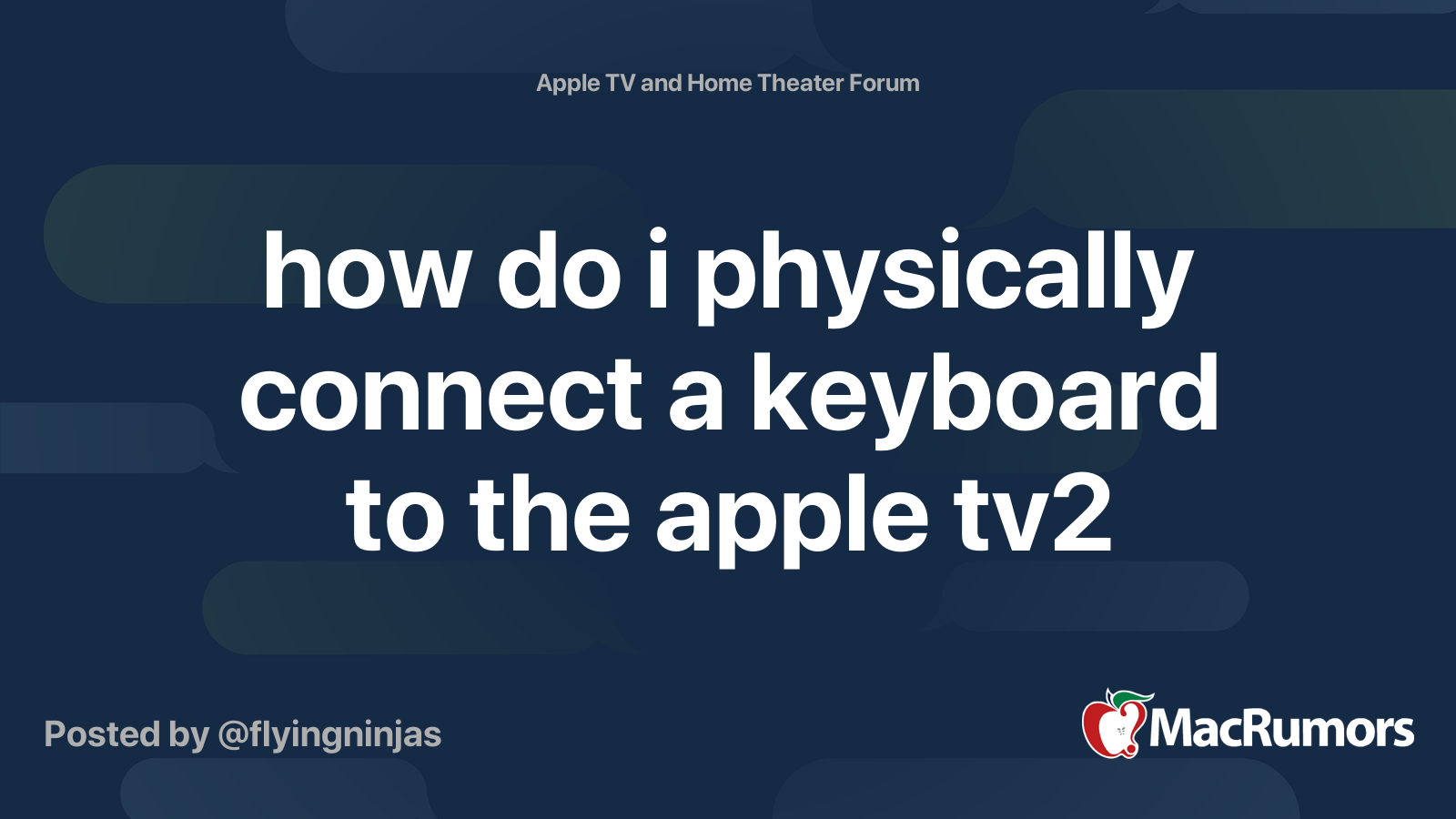 how i physically connect a to the apple tv2 | MacRumors Forums
