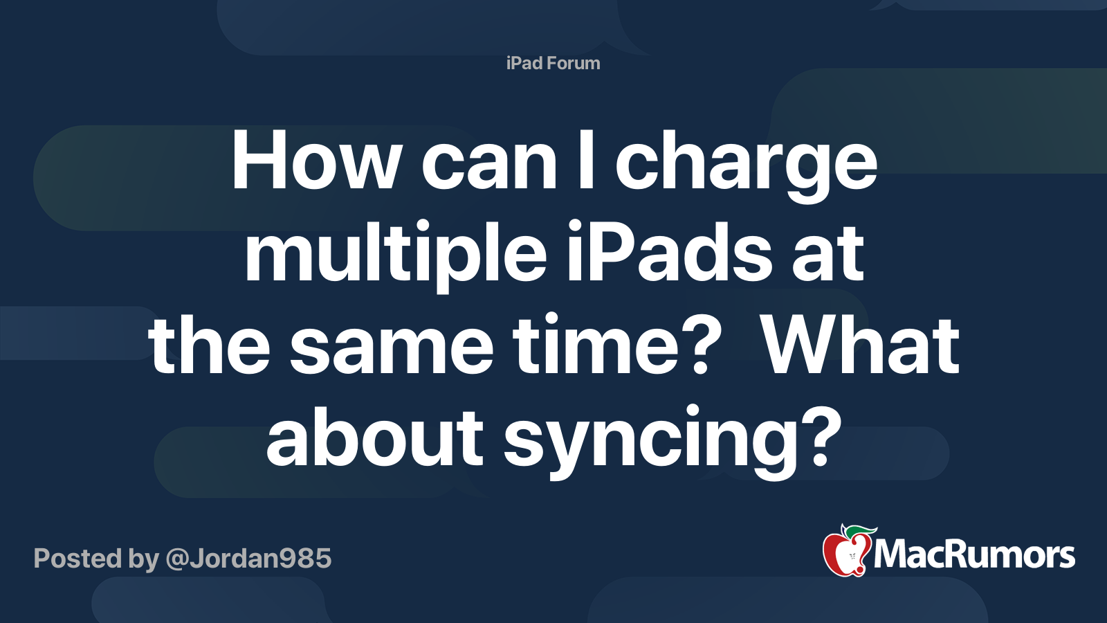 How can I charge multiple iPads at the same time? What about syncing