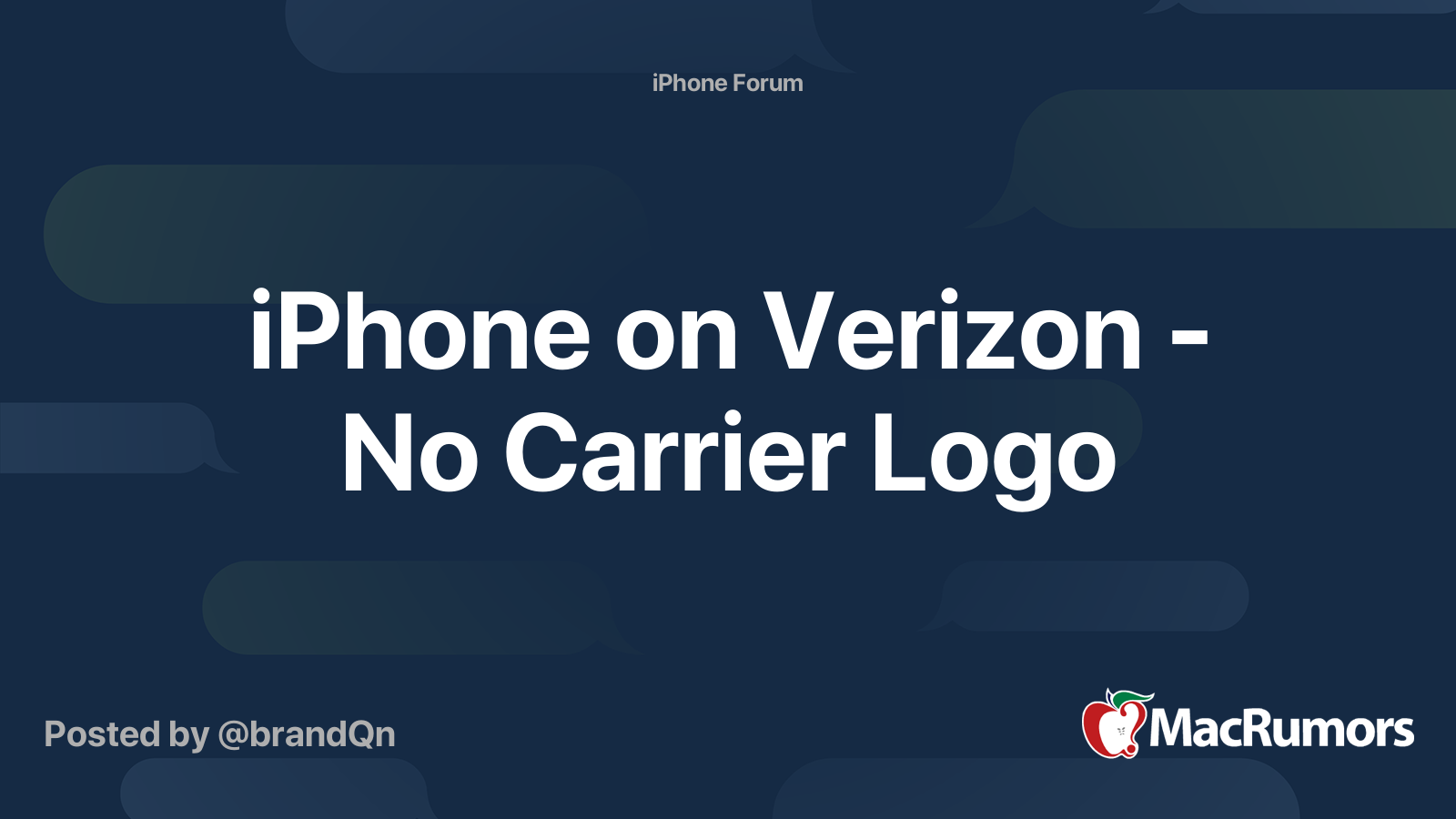 iPhone on Verizon No Carrier Logo MacRumors Forums