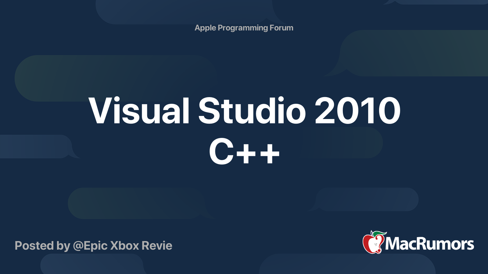 Visual Studio 2010 C++ | MacRumors Forums