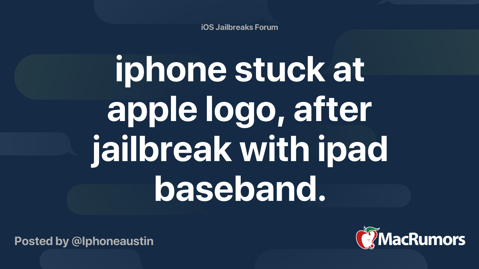 iphone stuck at apple logo, after jailbreak with ipad baseband