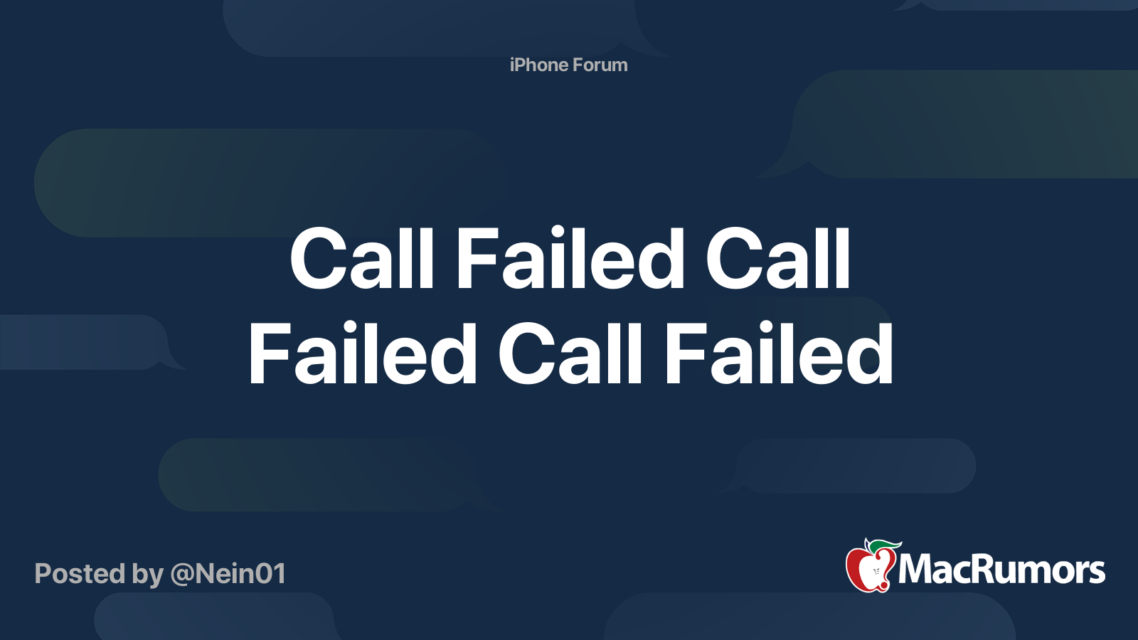 Call Failed Call Failed Call Failed | MacRumors Forums