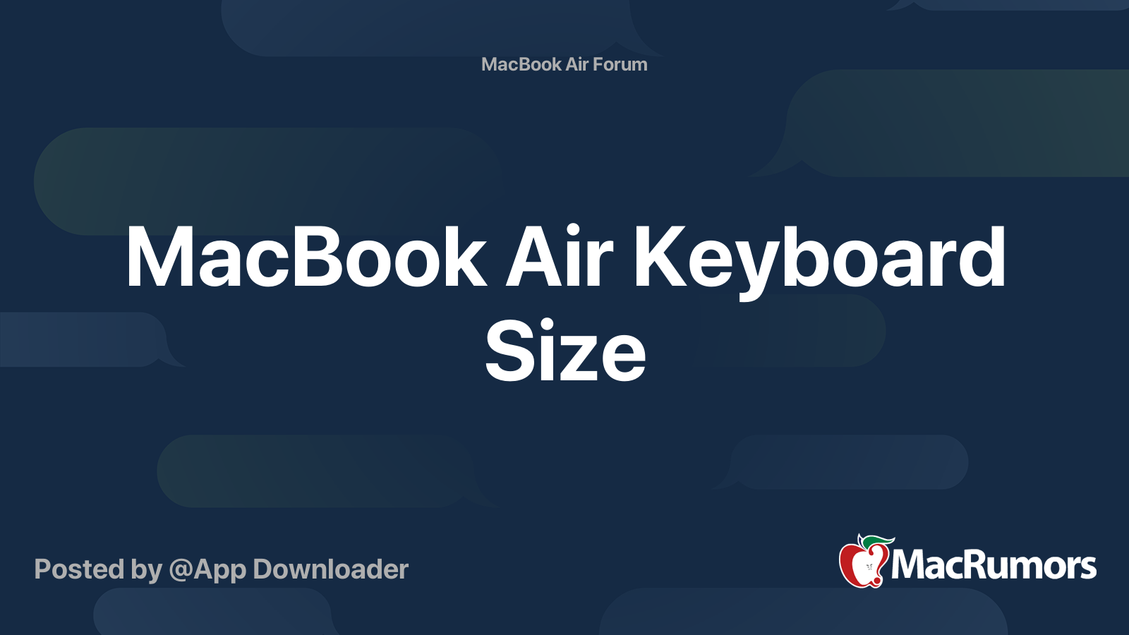 MacBook Air Keyboard Size MacRumors Forums
