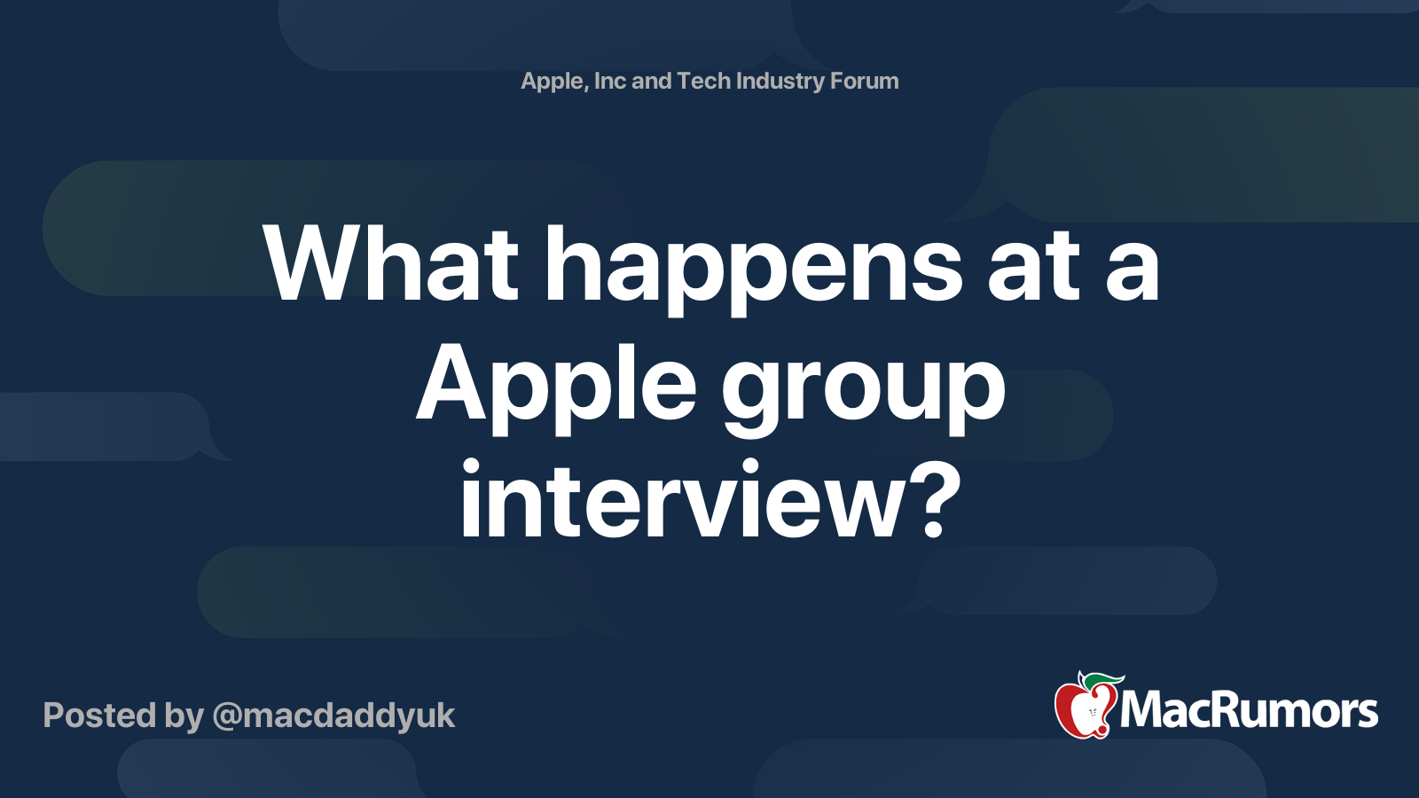 What happens at a Apple group interview? | MacRumors Forums