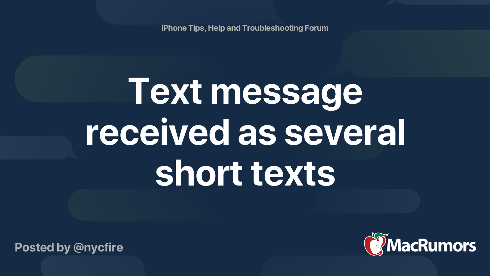 Text message received as several short texts | MacRumors Forums