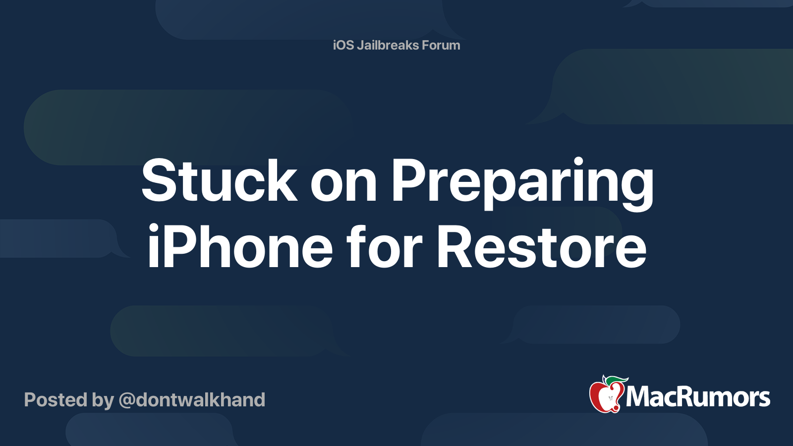 Stuck on Preparing iPhone for Restore | MacRumors Forums