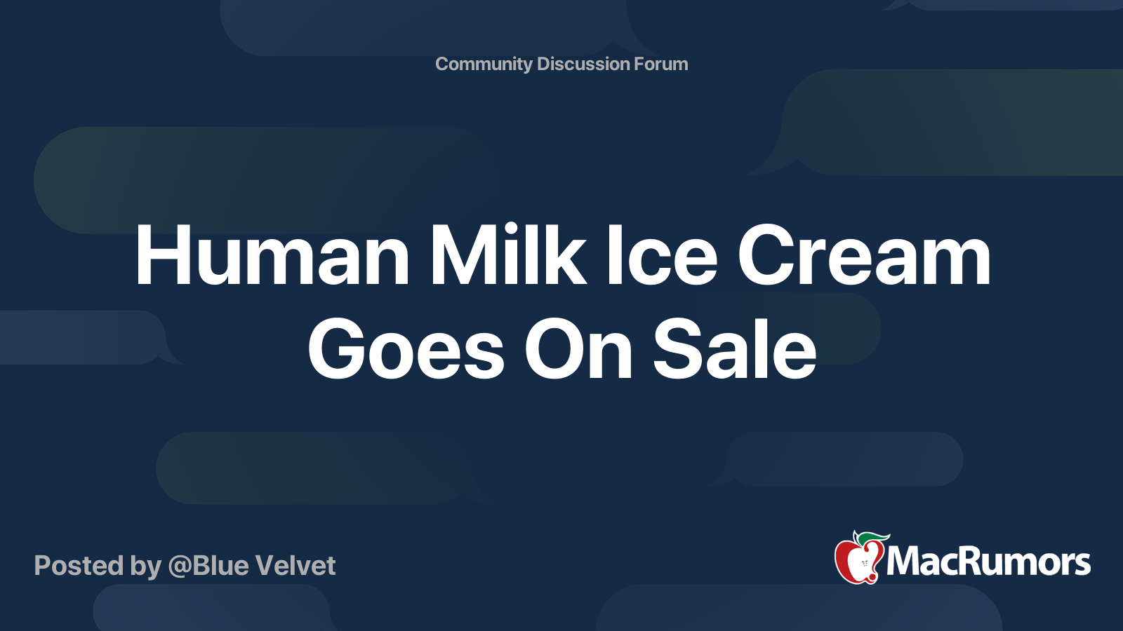 Human Milk Ice Cream Goes On Sale MacRumors Forums