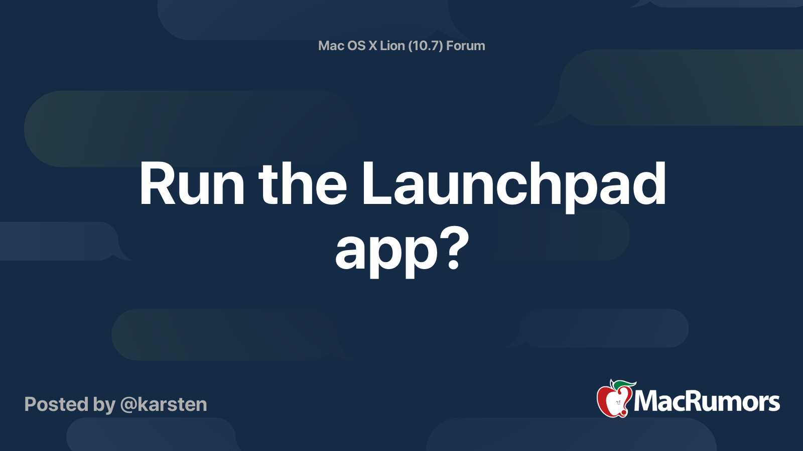 Run the Launchpad app? | MacRumors Forums