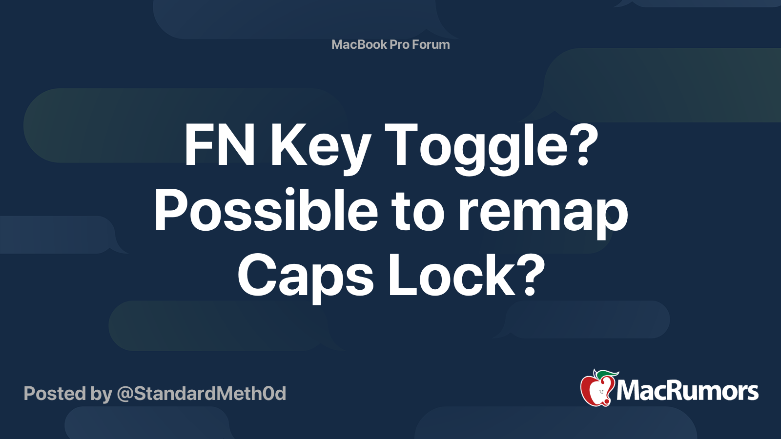 FN Key Toggle? Possible to remap Caps Lock? MacRumors Forums