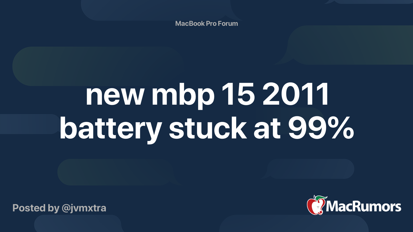 New Mbp 15 2011 Battery Stuck At 99 Macrumors Forums