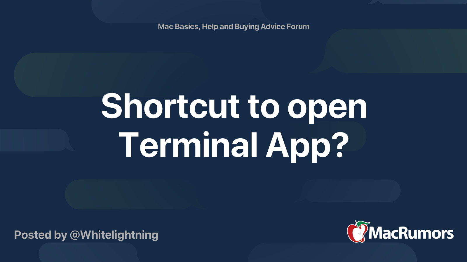Shortcut to open Terminal App? | MacRumors Forums