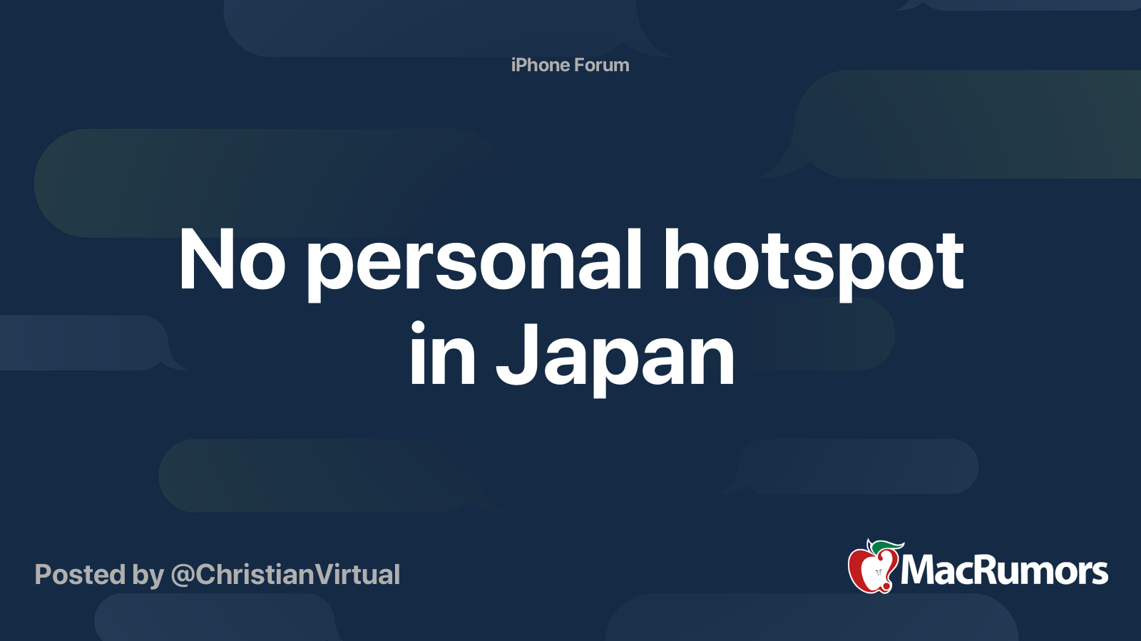 No personal hotspot in Japan MacRumors Forums