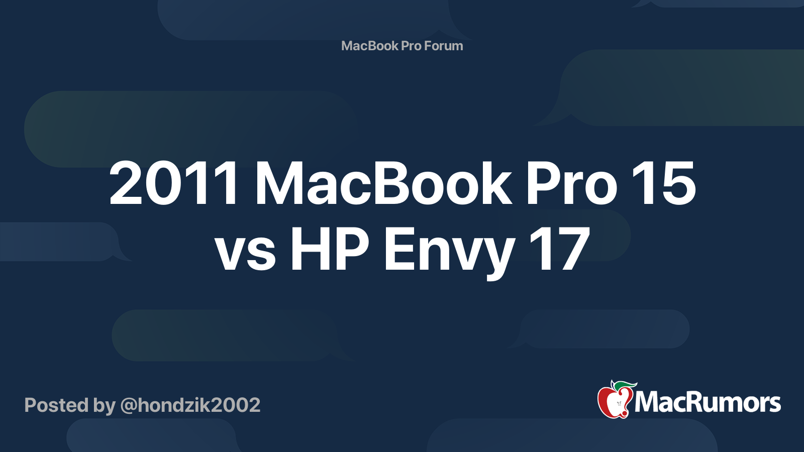 2011 MacBook Pro 15 vs HP Envy 17 MacRumors Forums